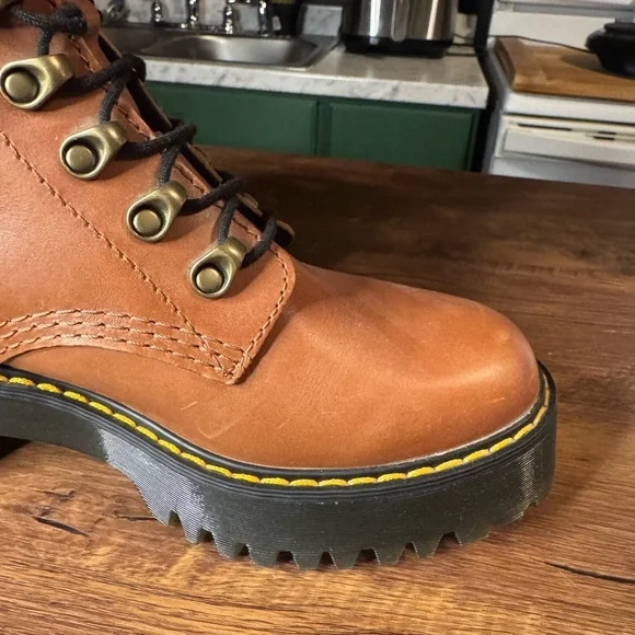 Dr. Martens Cognac Leather Combat Boots - Picture 5 of 10